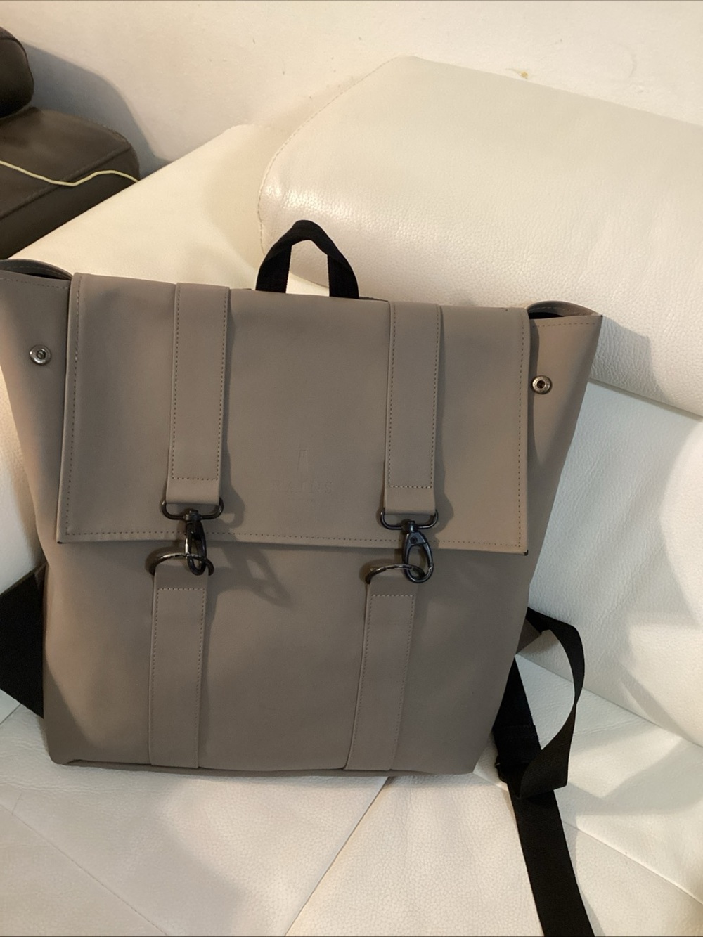 Rains Taupe Men's Backpack with Matte Black Hardware